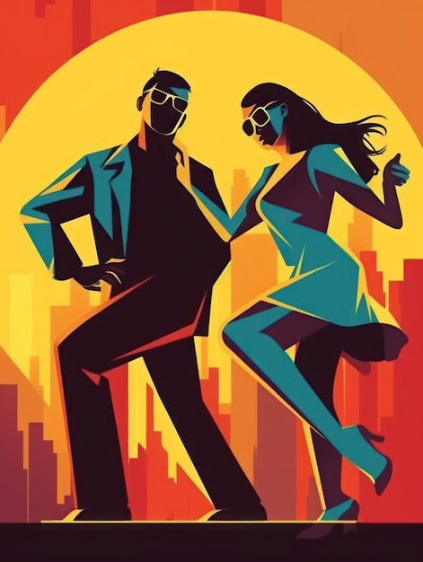 Dynamisches Salsa-Tanzen mit zwei Personen in voller generativer KI