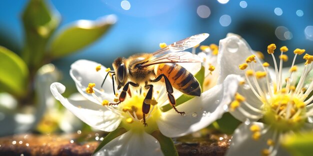 e abelha borboleta sentada em frutas mandarinolivas maçãs e bagas em uma floração