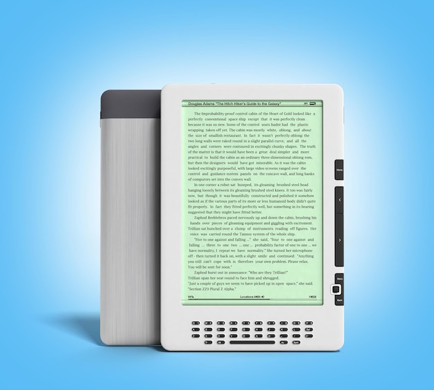 E-Book-Reader 3D-Render-Bild auf Gradient