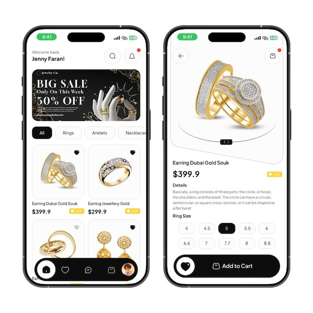 E-Commerce-Mobile-App für Schmuck