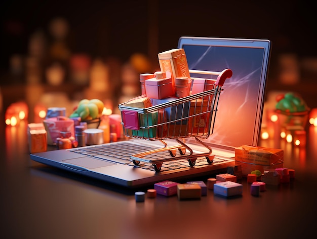 E-Commerce-Online-Einkaufswagen-Hintergrund