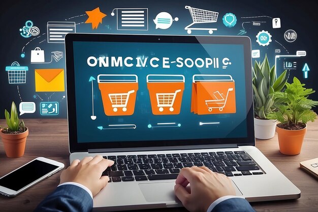 E-Commerce Online-Shopping Digitales Marketing und Vertrieb Geschäftstechnologie Konzept