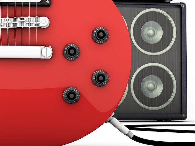 E-Gitarre mit Verstärker 3D-Render