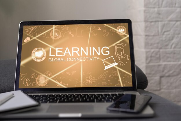 E-learning educação tecnologia da internet webinar conceito de cursos on-line.