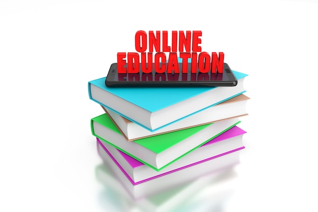 E-learning y educación en línea para estudiantes o concepto de capacitación - Imagen presentada en 3D