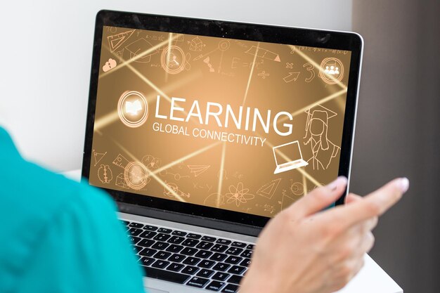 E-learning Educación Tecnología de Internet Webinar Concepto de cursos en línea.