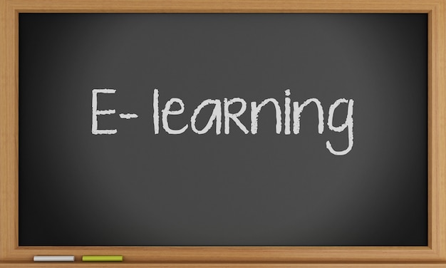 E-learning escrito no quadro-negro.