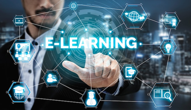 E-learning para estudiantes y concepto universitario