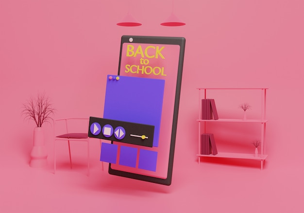 E-Learning oder Online-Schule 3D-Illustration