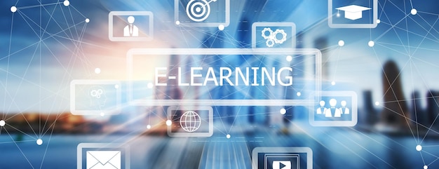 E-Learning und virtuelle Bildschirmsymbole