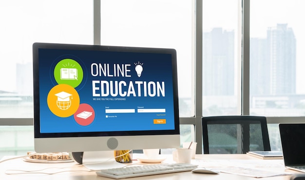 E-Learning-Website mit modischer Software für Studenten, die im Internet studieren