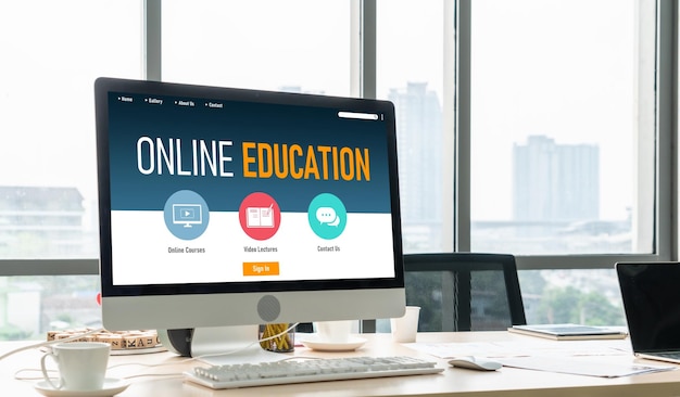 E-Learning-Website mit modischer Software für Studenten, um online im Internet zu lernen