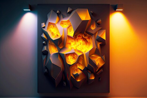 E luminoso com paredes tridimensionais como d renderiza fundo geométrico abstrato generativo ai