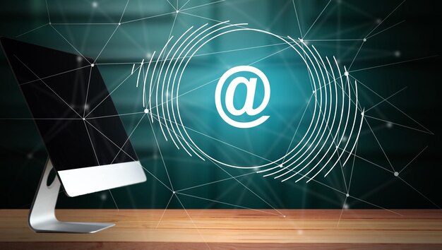 E-Mail-Adresssymbol und Computer