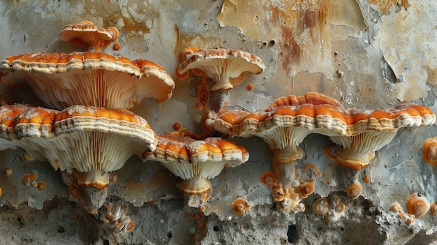 Foto É o fungo mais destrutivo que ataca elementos de madeira em estruturas vista macro em close de serpula lacrymans na parede e no chão