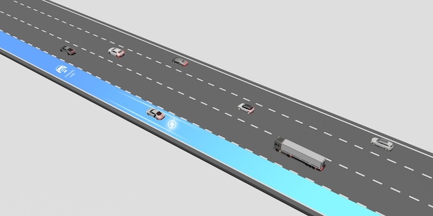 E-Straße EV Elektro-Straßenfahrzeug automatische Ladestraße Laden der Batterie während der Fahrt Kabellos