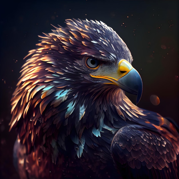 Eagle retrato ilustração 3d de uma ave de rapina