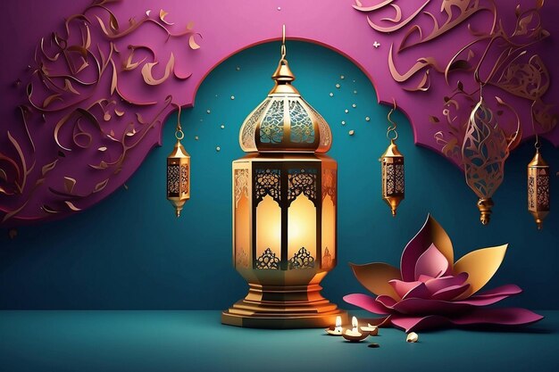 ealistic tridimensional ramadan kareem ilustração saudação