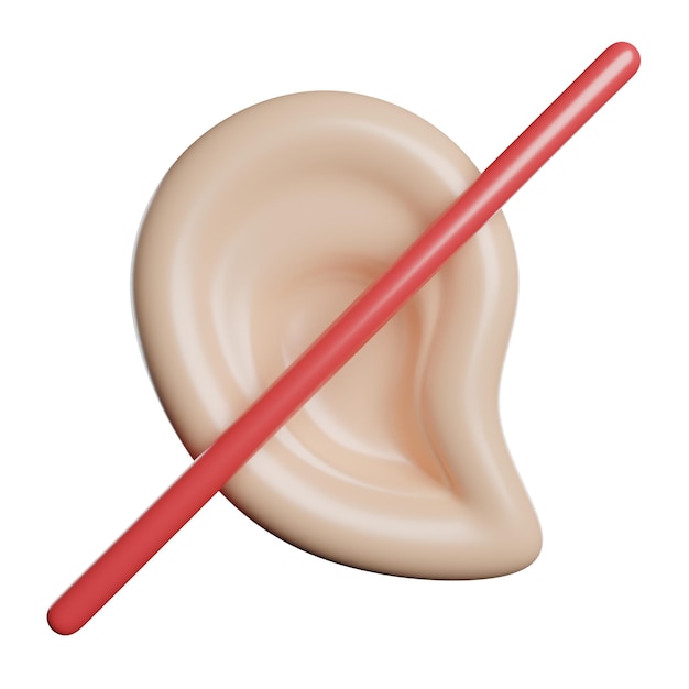 Ear with a slash through it indicating silence or no sound