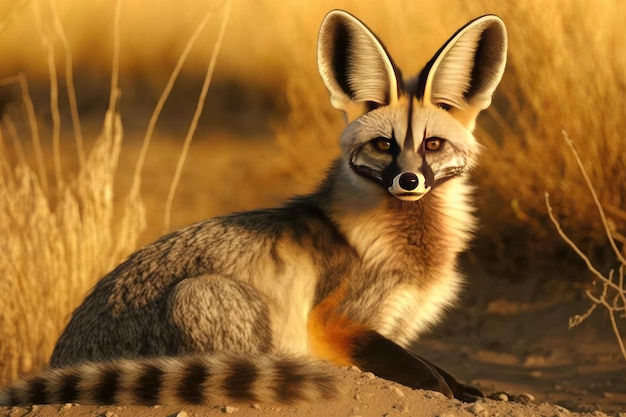 Eared Fox descansando na grande savana africana Criado com tecnologia generativa de IA