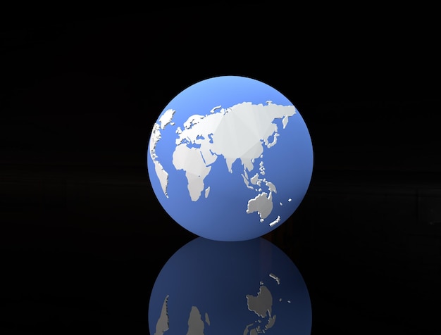 Earth 3D Rendering globo del mapa del mundo de la Tierra en forma de globo