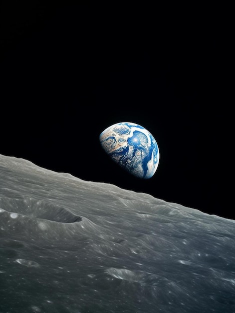 Foto earth seen from the moon