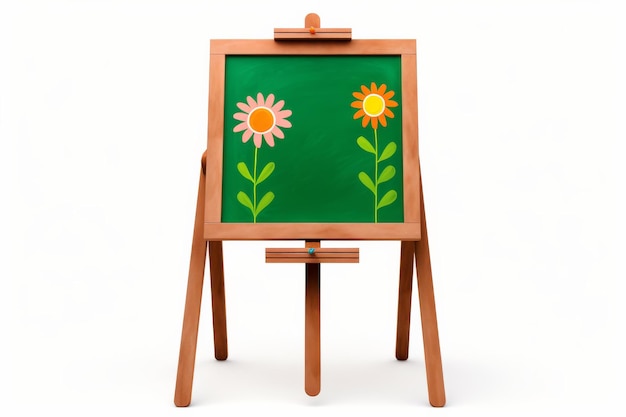 Easel mit einem Gemälde von Blumen auf einer weißen oder klaren Oberfläche PNG durchsichtiger Hintergrund