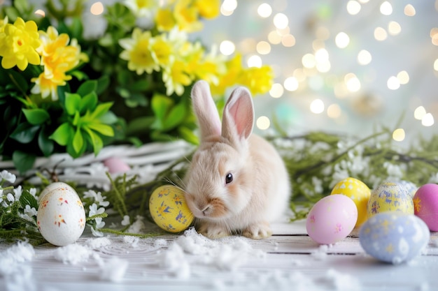 Easter Banny copiar texto de espaço saudações de Páscoa e doces