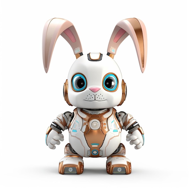 Easter Egg Bunny Robot isoliert auf weißem Hintergrund Generative Ai