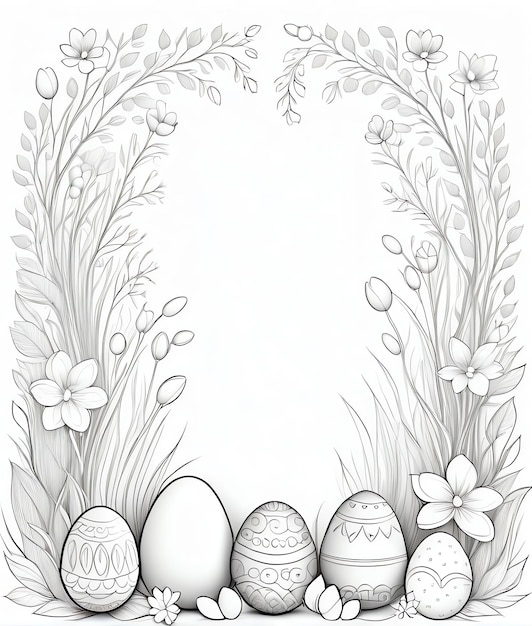 Foto easter-farbbuch hintergrund süßes kaninchen ostereier glückliches ostern ostern farbbuch