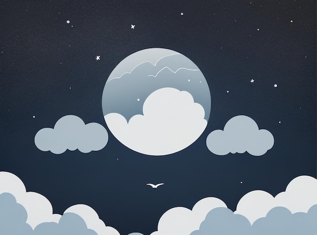 Ebony Enigma Una vista al cielo nocturno con nubes blancas en misteriosos tonos de ébano