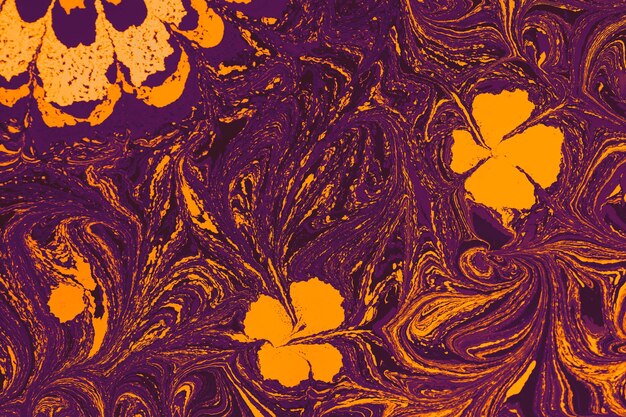 Ebru-Marmorkunst mit Blumenmustern Abstrakte Hintergrundvorlage