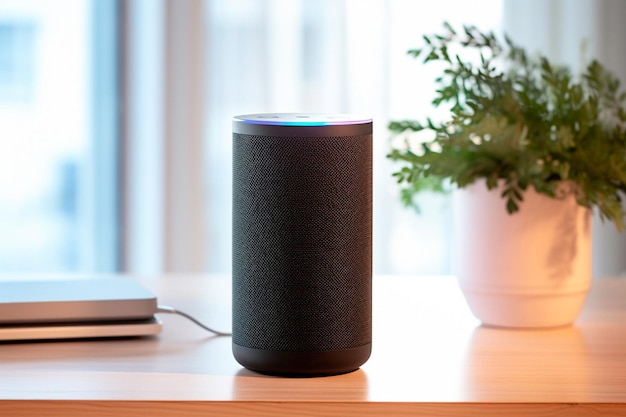 Echo da Amazon Alexa na mesa Alexa é um assistente pessoal virtual desenvolvido pela Amazon com o objetivo de auxiliar na execução de algumas tarefas cotidianas O usuário interage através da fala