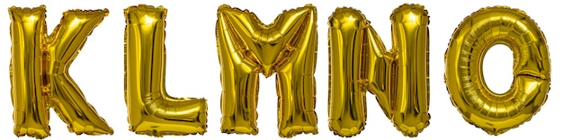 Foto echte luftballons in form von buchstaben klmn oder metallischem gold