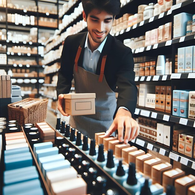 Foto echtes foto foto stock geschäft glücklich thema als retail merchandising konzept als eine nahaufnahme eines merch