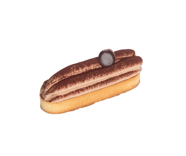 Eclair hecho a mano aislado sobre fondo blanco