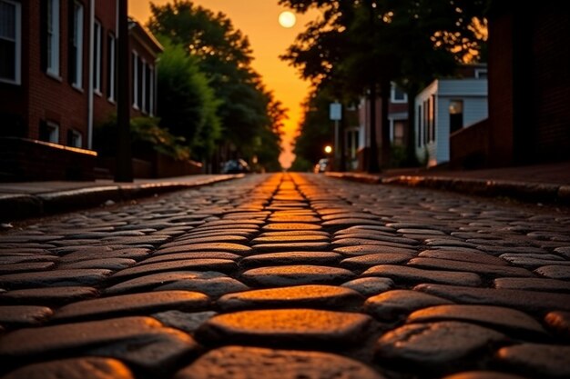 Eclipse através da Rua Cobblestone