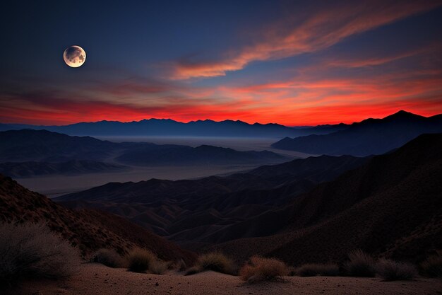 Eclipse de Lua sobre a Paisagem do Deserto
