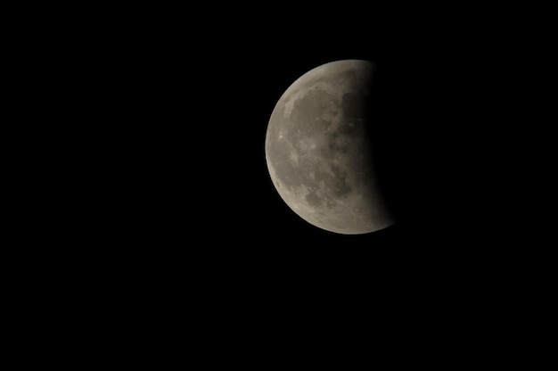 Eclipse parcial da lua na noite negra