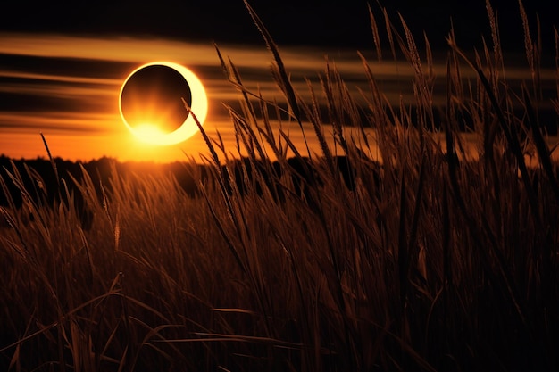 Eclipse solar sobre el paisaje de las praderas