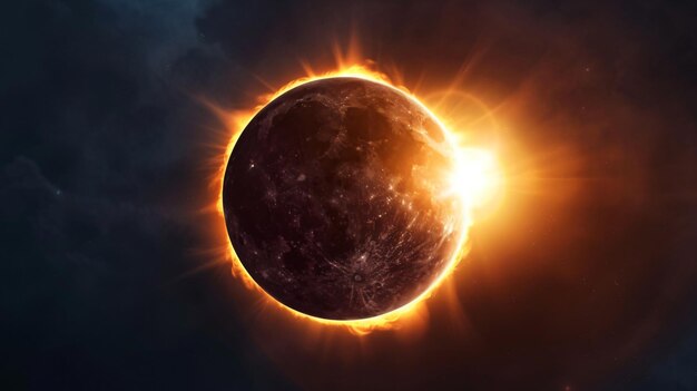 un eclipse solar con el sol en el fondo