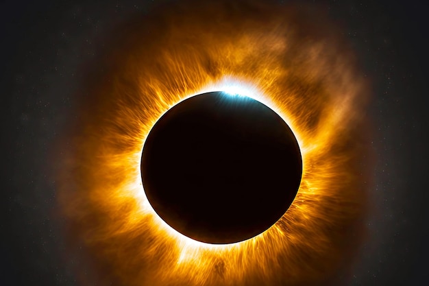 Eclipse solar total aislado contra el cielo oscuro