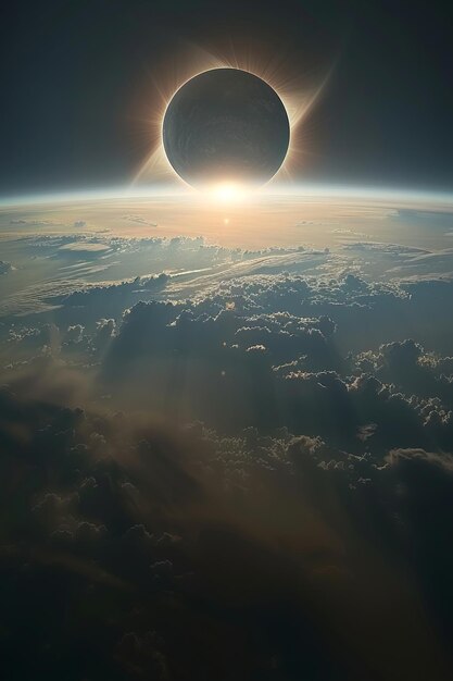 Foto un eclipse solar se ve desde el espacio