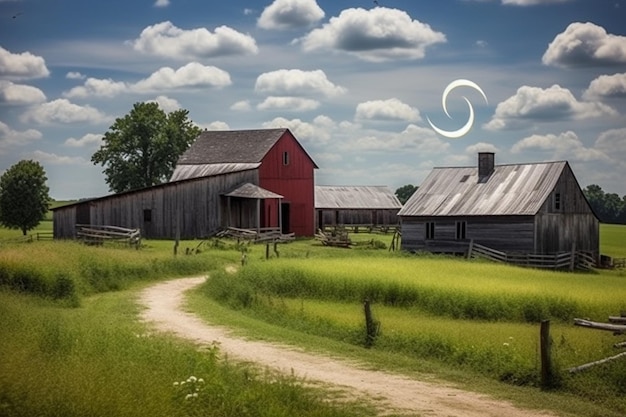 Foto eclipse und die ländliche farm