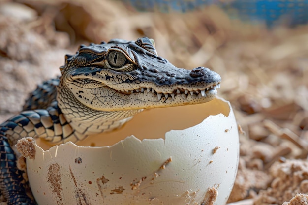 Foto la eclosión de los cocodrilos en la granja de johnstones