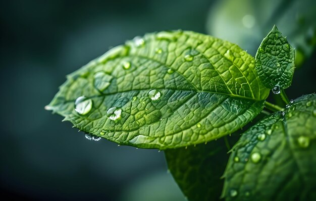 Foto eco-konzept nahaufnahme eines wassertropfels auf einem grünen blatt