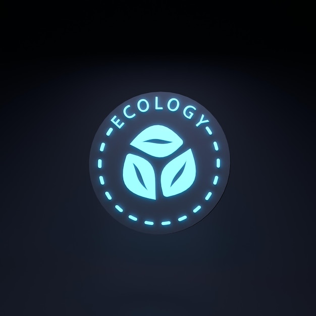 ECO Neon Icon Ecología y conservación del planeta 3d render