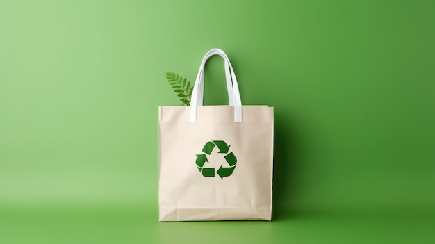 Eco-Recycling-Beutel-Hintergrund, kein Plastiktüten-Konzept, keine Verwendung von Einwegverpackungen, generative KI