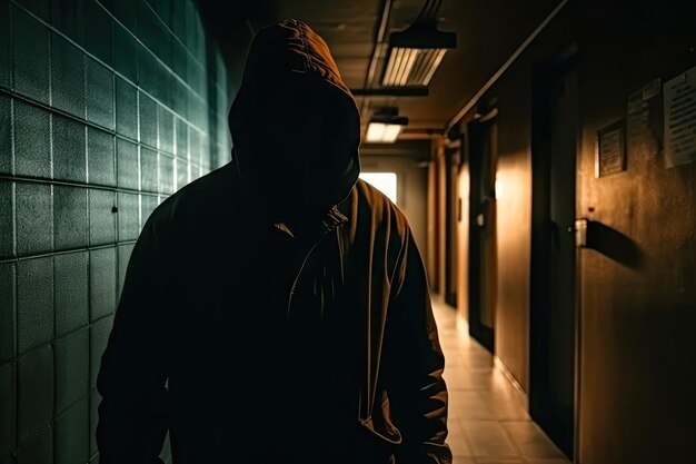 EcoFriendly Craftsman in Dark Corridor Shadowed Hoodie and Jacket