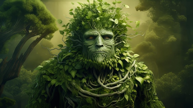 Foto ecofriendly nature guardian verde y protector una mascota surrealista que salvaguarda el medio ambiente